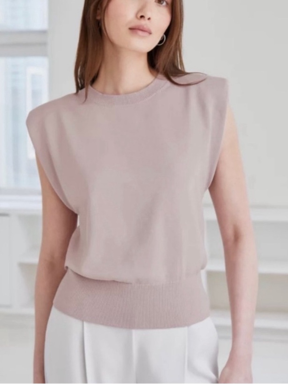 Babaton Sleeveless Knit Tank in Light Mauve